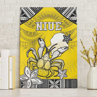 Happy Niue Constitution Day Canvas Wall Art Niuean Crab Hiapo Pattern Yellow Version LT05 Without Frame Yellow - Polynesian Pride