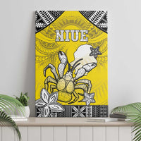 Happy Niue Constitution Day Canvas Wall Art Niuean Crab Hiapo Pattern Yellow Version LT05 - Polynesian Pride