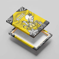 Happy Niue Constitution Day Canvas Wall Art Niuean Crab Hiapo Pattern Yellow Version LT05 - Polynesian Pride