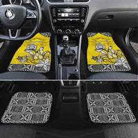 Happy Niue Constitution Day Car Mats Niuean Crab Hiapo Pattern Yellow Version LT05 Set 4pcs Yellow - Polynesian Pride