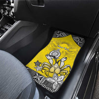 Happy Niue Constitution Day Car Mats Niuean Crab Hiapo Pattern Yellow Version LT05 - Polynesian Pride
