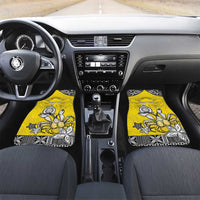 Happy Niue Constitution Day Car Mats Niuean Crab Hiapo Pattern Yellow Version LT05 Set 2pcs - Front Yellow - Polynesian Pride