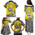 Personalised Happy Niue Constitution Day Family Matching Puletasi and Hawaiian Shirt Niuean Crab Hiapo Pattern Yellow Version