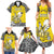 Personalised Happy Niue Constitution Day Family Matching Summer Maxi Dress and Hawaiian Shirt Niuean Crab Hiapo Pattern Yellow Version