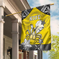 Happy Niue Constitution Day Garden Flag Niuean Crab Hiapo Pattern Yellow Version LT05 House Flag Yellow - Polynesian Pride