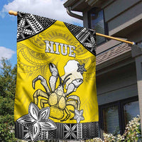 Happy Niue Constitution Day Garden Flag Niuean Crab Hiapo Pattern Yellow Version LT05 - Polynesian Pride