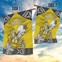 Happy Niue Constitution Day Garden Flag Niuean Crab Hiapo Pattern Yellow Version LT05 - Polynesian Pride