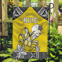 Happy Niue Constitution Day Garden Flag Niuean Crab Hiapo Pattern Yellow Version LT05 Garden Flag Yellow - Polynesian Pride