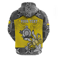 Personalised Happy Niue Constitution Day Hoodie Niuean Crab Hiapo Pattern Yellow Version LT05 - Polynesian Pride