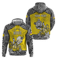 Personalised Happy Niue Constitution Day Hoodie Niuean Crab Hiapo Pattern Yellow Version LT05 - Polynesian Pride