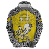 Personalised Happy Niue Constitution Day Hoodie Niuean Crab Hiapo Pattern Yellow Version LT05 - Polynesian Pride