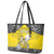 Happy Niue Constitution Day Leather Tote Bag Niuean Crab Hiapo Pattern Yellow Version