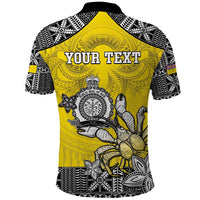 Personalised Happy Niue Constitution Day Polo Shirt Niuean Crab Hiapo Pattern Yellow Version LT05 - Polynesian Pride