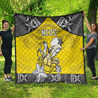 Happy Niue Constitution Day Quilt Niuean Crab Hiapo Pattern Yellow Version LT05 - Polynesian Pride