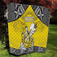 Happy Niue Constitution Day Quilt Niuean Crab Hiapo Pattern Yellow Version LT05 - Polynesian Pride