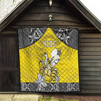 Happy Niue Constitution Day Quilt Niuean Crab Hiapo Pattern Yellow Version LT05 - Polynesian Pride