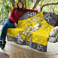 Happy Niue Constitution Day Quilt Niuean Crab Hiapo Pattern Yellow Version LT05 - Polynesian Pride