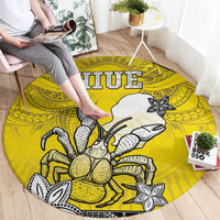 Happy Niue Constitution Day Round Carpet Niuean Crab Hiapo Pattern Yellow Version LT05 - Polynesian Pride