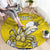 Happy Niue Constitution Day Round Carpet Niuean Crab Hiapo Pattern Yellow Version