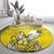 Happy Niue Constitution Day Round Carpet Niuean Crab Hiapo Pattern Yellow Version