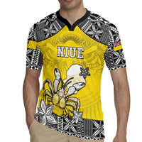 Personalised Happy Niue Constitution Day Rugby Jersey Niuean Crab Hiapo Pattern Yellow Version LT05 - Polynesian Pride
