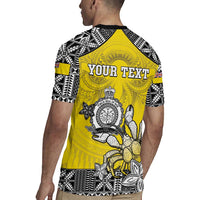Personalised Happy Niue Constitution Day Rugby Jersey Niuean Crab Hiapo Pattern Yellow Version LT05 - Polynesian Pride