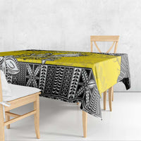 Happy Niue Constitution Day Tablecloth Niuean Crab Hiapo Pattern Yellow Version LT05 - Polynesian Pride