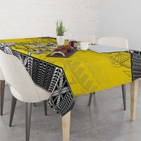 Happy Niue Constitution Day Tablecloth Niuean Crab Hiapo Pattern Yellow Version LT05 - Polynesian Pride
