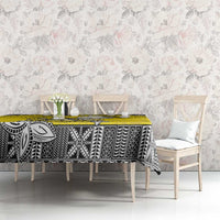 Happy Niue Constitution Day Tablecloth Niuean Crab Hiapo Pattern Yellow Version LT05 - Polynesian Pride