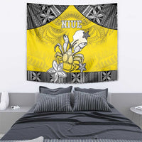 Happy Niue Constitution Day Tapestry Niuean Crab Hiapo Pattern Yellow Version LT05 - Polynesian Pride