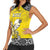 Personalised Happy Niue Constitution Day Women Sleeveless Polo Shirt Niuean Crab Hiapo Pattern Yellow Version