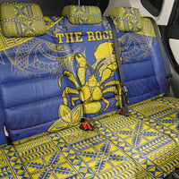 Niue The Rock Back Car Seat Cover Niuean Crab Hiapo Pattern Blue Version LT05 - Polynesian Pride
