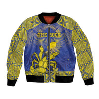 Personalised Niue The Rock Bomber Jacket Niuean Crab Hiapo Pattern Blue Version LT05 Unisex Blue - Polynesian Pride