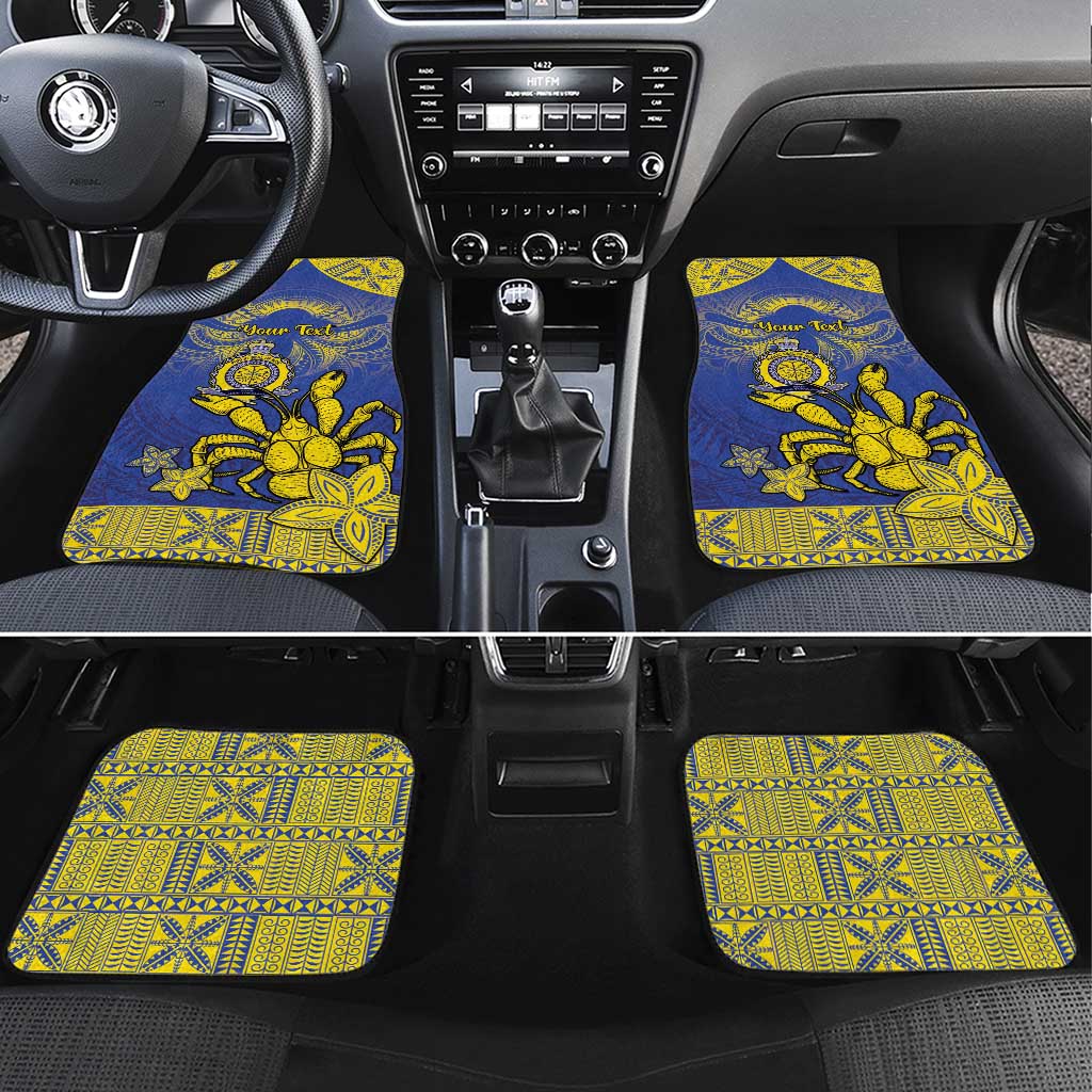 Niue The Rock Car Mats Niuean Crab Hiapo Pattern Blue Version LT05 Set 4pcs Blue - Polynesian Pride