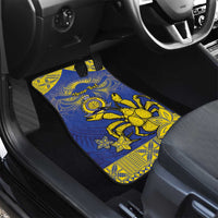 Niue The Rock Car Mats Niuean Crab Hiapo Pattern Blue Version LT05 - Polynesian Pride