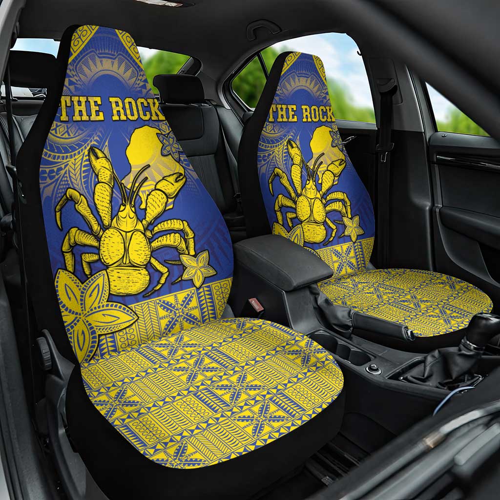 Niue The Rock Car Seat Cover Niuean Crab Hiapo Pattern Blue Version LT05 One Size Blue - Polynesian Pride