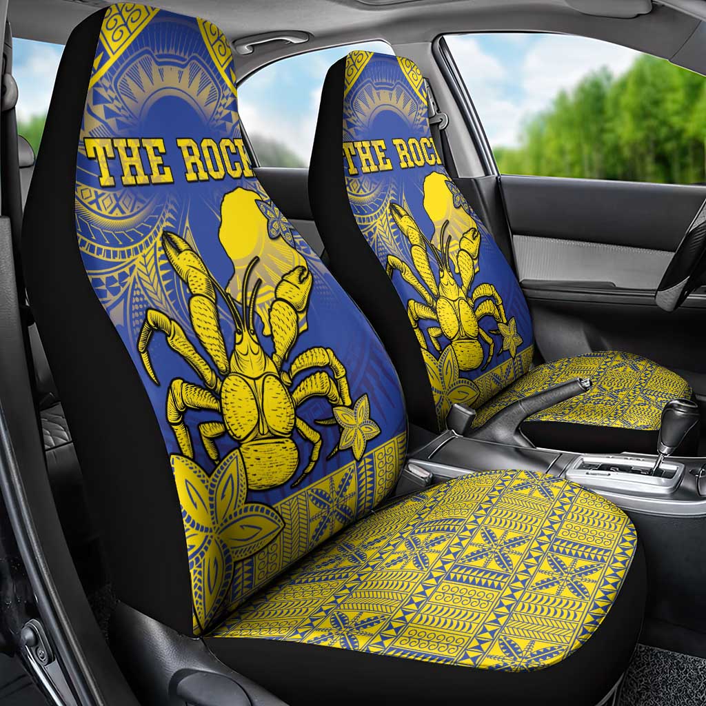 Niue The Rock Car Seat Cover Niuean Crab Hiapo Pattern Blue Version LT05 - Polynesian Pride