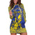 Personalised Niue The Rock Hoodie Dress Niuean Crab Hiapo Pattern Blue Version