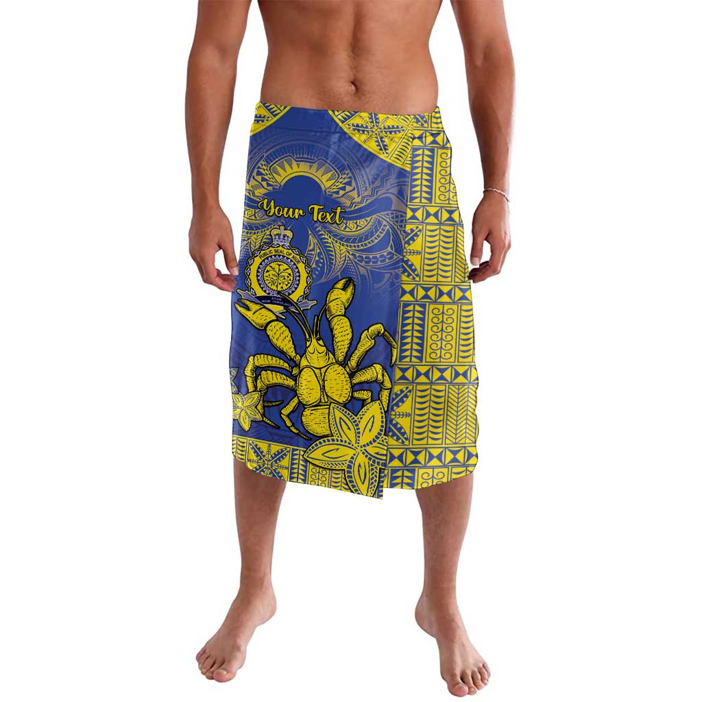 Personalised Niue The Rock Lavalava Niuean Crab Hiapo Pattern Blue Version