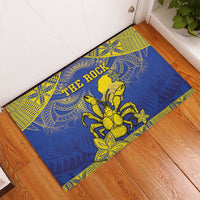 Niue The Rock Rubber Doormat Niuean Crab Hiapo Pattern Blue Version LT05 - Polynesian Pride