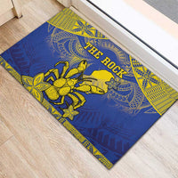 Niue The Rock Rubber Doormat Niuean Crab Hiapo Pattern Blue Version LT05 - Polynesian Pride