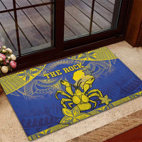 Niue The Rock Rubber Doormat Niuean Crab Hiapo Pattern Blue Version LT05 - Polynesian Pride
