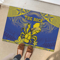 Niue The Rock Rubber Doormat Niuean Crab Hiapo Pattern Blue Version LT05 - Polynesian Pride
