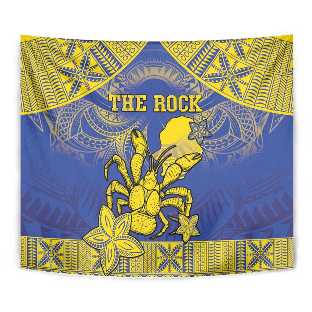 Niue The Rock Tapestry Niuean Crab Hiapo Pattern Blue Version LT05 - Polynesian Pride