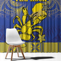 Niue The Rock Window Curtain Niuean Crab Hiapo Pattern Blue Version LT05 - Polynesian Pride