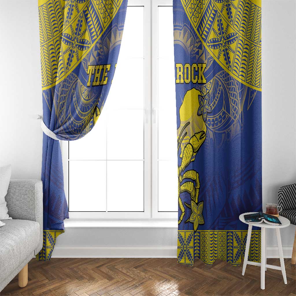Niue The Rock Window Curtain Niuean Crab Hiapo Pattern Blue Version LT05 - Polynesian Pride