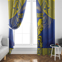 Niue The Rock Window Curtain Niuean Crab Hiapo Pattern Blue Version LT05 - Polynesian Pride