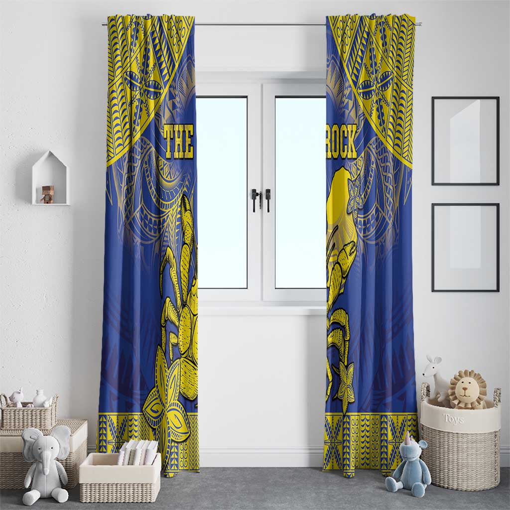 Niue The Rock Window Curtain Niuean Crab Hiapo Pattern Blue Version LT05 - Polynesian Pride