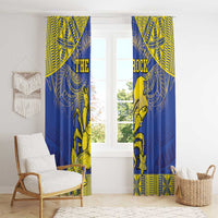 Niue The Rock Window Curtain Niuean Crab Hiapo Pattern Blue Version LT05 - Polynesian Pride