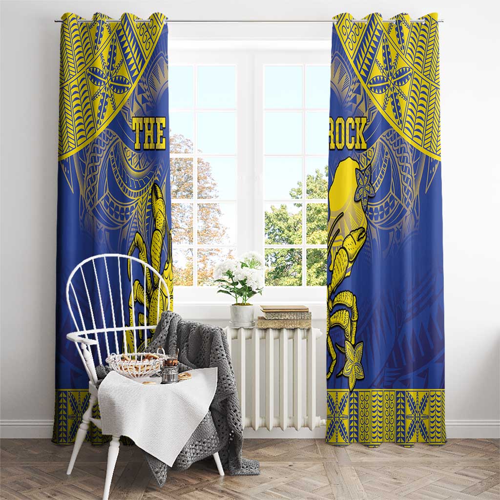 Niue The Rock Window Curtain Niuean Crab Hiapo Pattern Blue Version LT05 - Polynesian Pride
